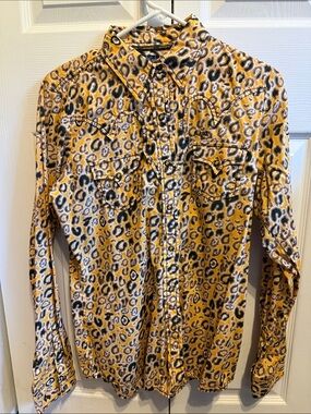 Cruel Girl Yellow Leopard Print Women's Button-Down Shirt